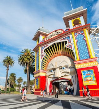 Melbourne, AUSTRALIA - OCTOBER 03 2015: Luna park the iconic amusement park of Melbourne, Australia.