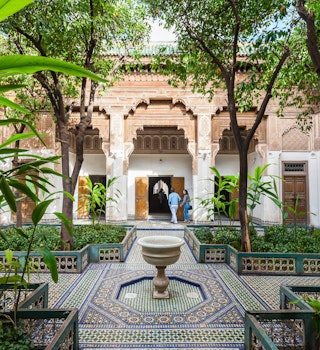 MARRAKECH, MOROCCO - FEBRUARY 22, 2016: The Marrakesh Bahia Palace is a palace and a set of gardens located in Marrakesh, Morocco.