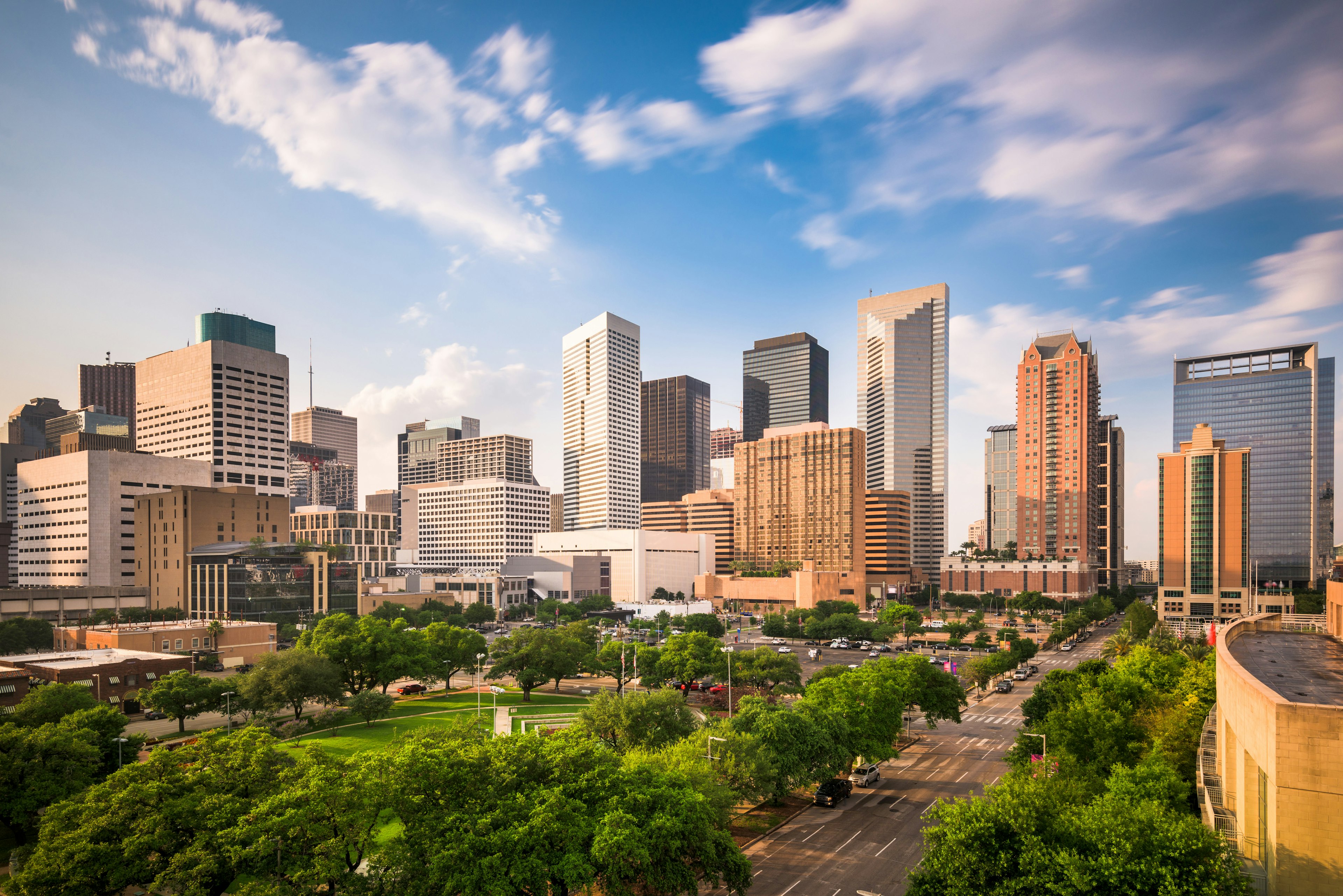 The Houston skyline at dusk