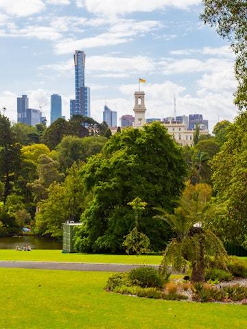 Melbourne Royal Botanical Gardens on a clear summer's day in Victoria, Australia