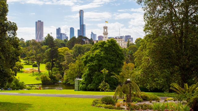 Melbourne Royal Botanical Gardens on a clear summer's day in Victoria, Australia