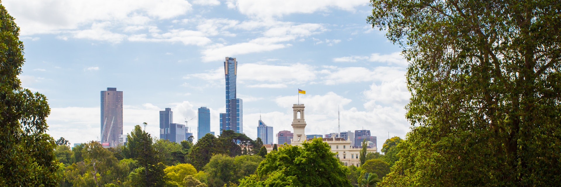 Melbourne Royal Botanical Gardens on a clear summer's day in Victoria, Australia