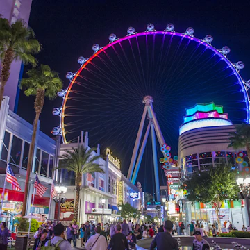 LAS VEGAS - OCT 05 : The Linq, a dining and shopping district and High Roller at the center of the Las Vegas Strip on October 05 2016 , The High Roller is the world's largest observation wheel