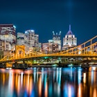 Rachel Carson Bridge (aka Ninth Street Bridge) spans Allegheny river in Pittsburgh, Pennsylvania
