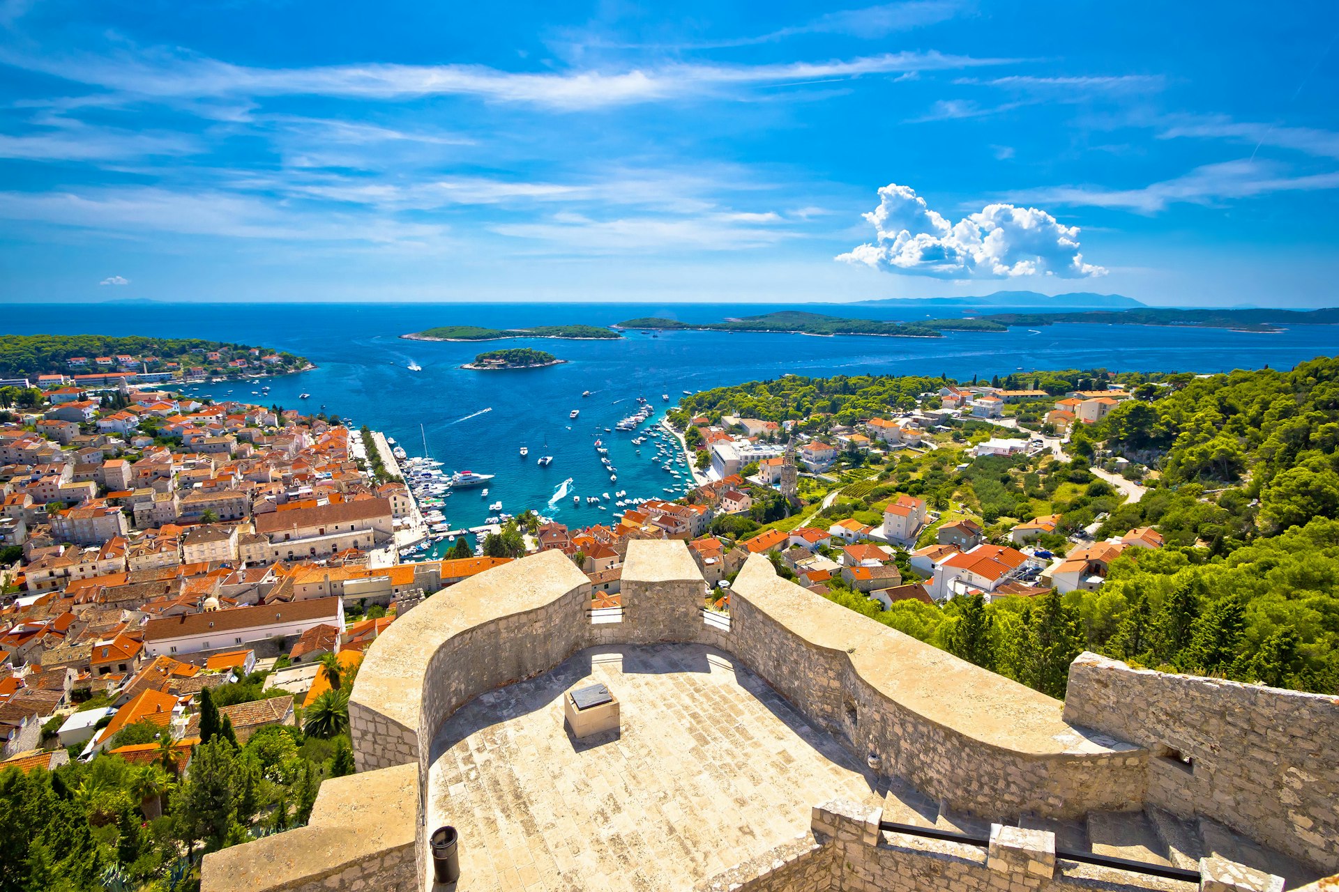 The view out across the Adriatic Sea as seen from Hvar’s citadel