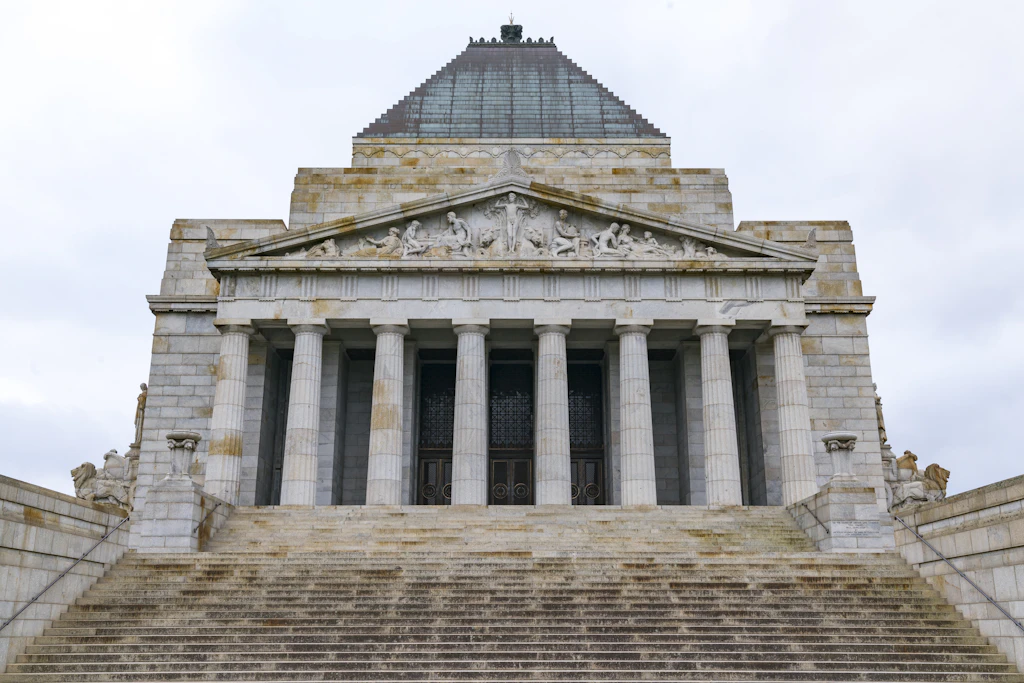 Shrine of Remembrance in Melbourne's domain park.