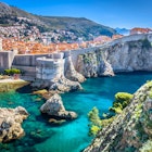 High angle of Dubrovnik's old town and coastal region.