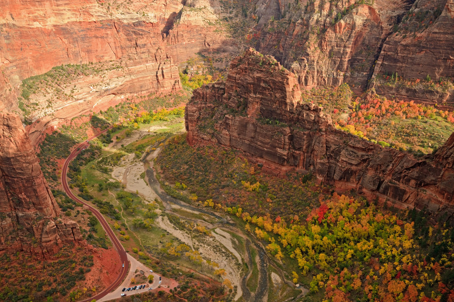 A high-angle view of a canyon