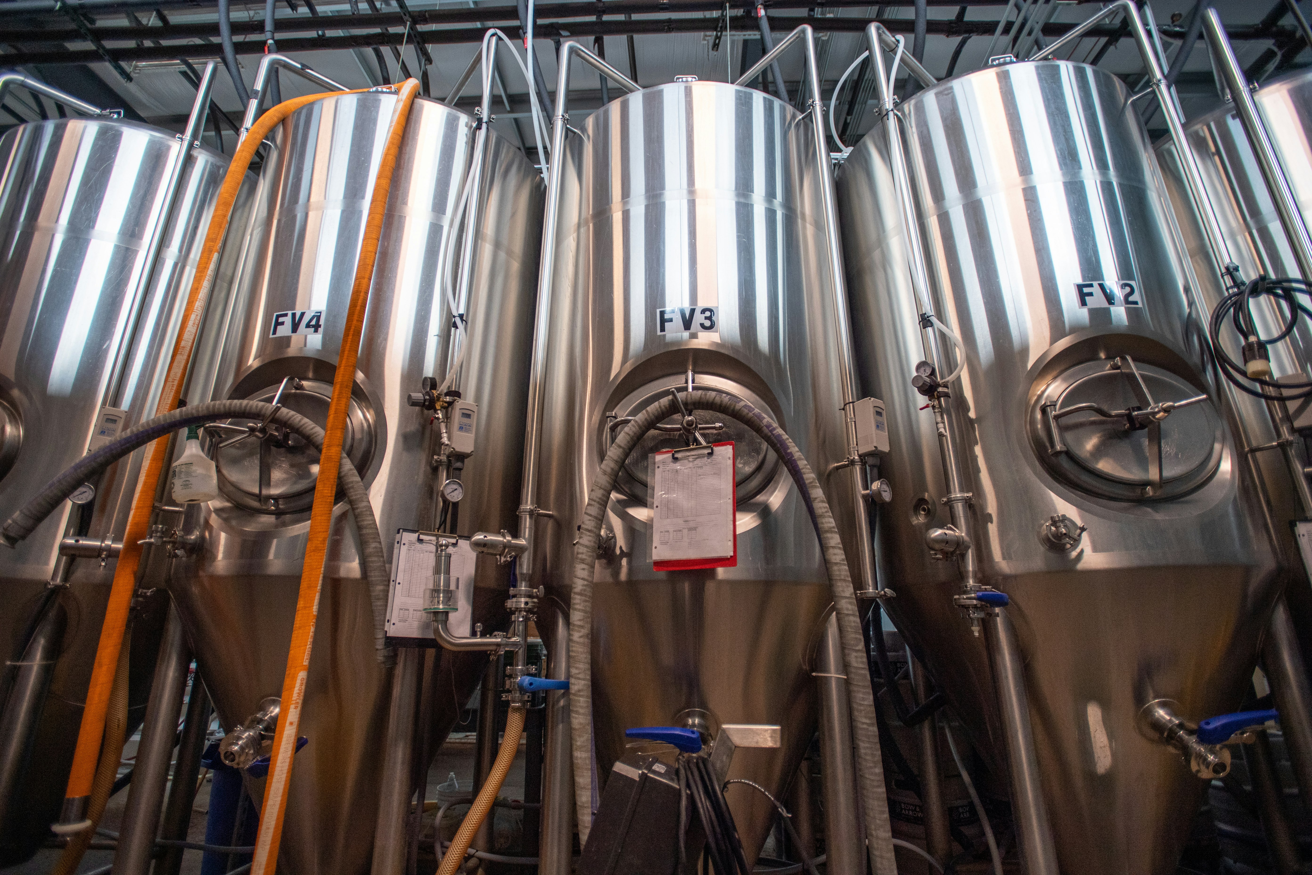 An interior view shows the vast brewing vats at the Bow and Arrow Brewing Co. in Albuquerque, New Mexico