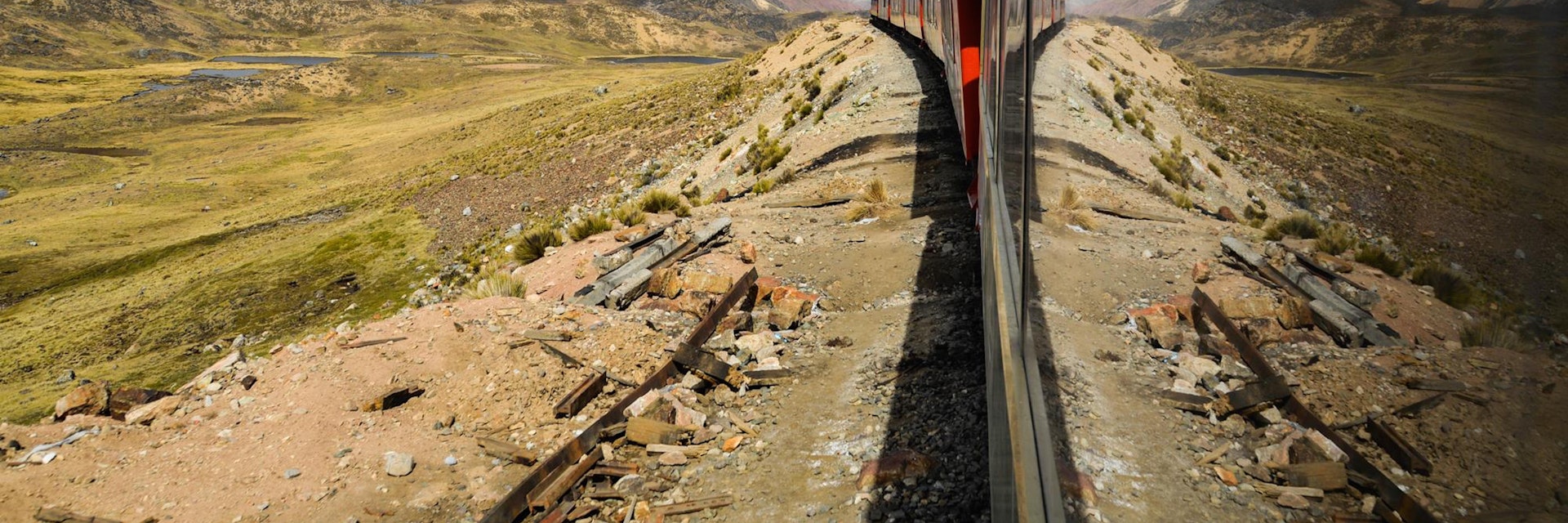 The Ferrocaril Central Andino train, the worlds second highest railroad, crosses the Andes en route from Lima to Huancayo.