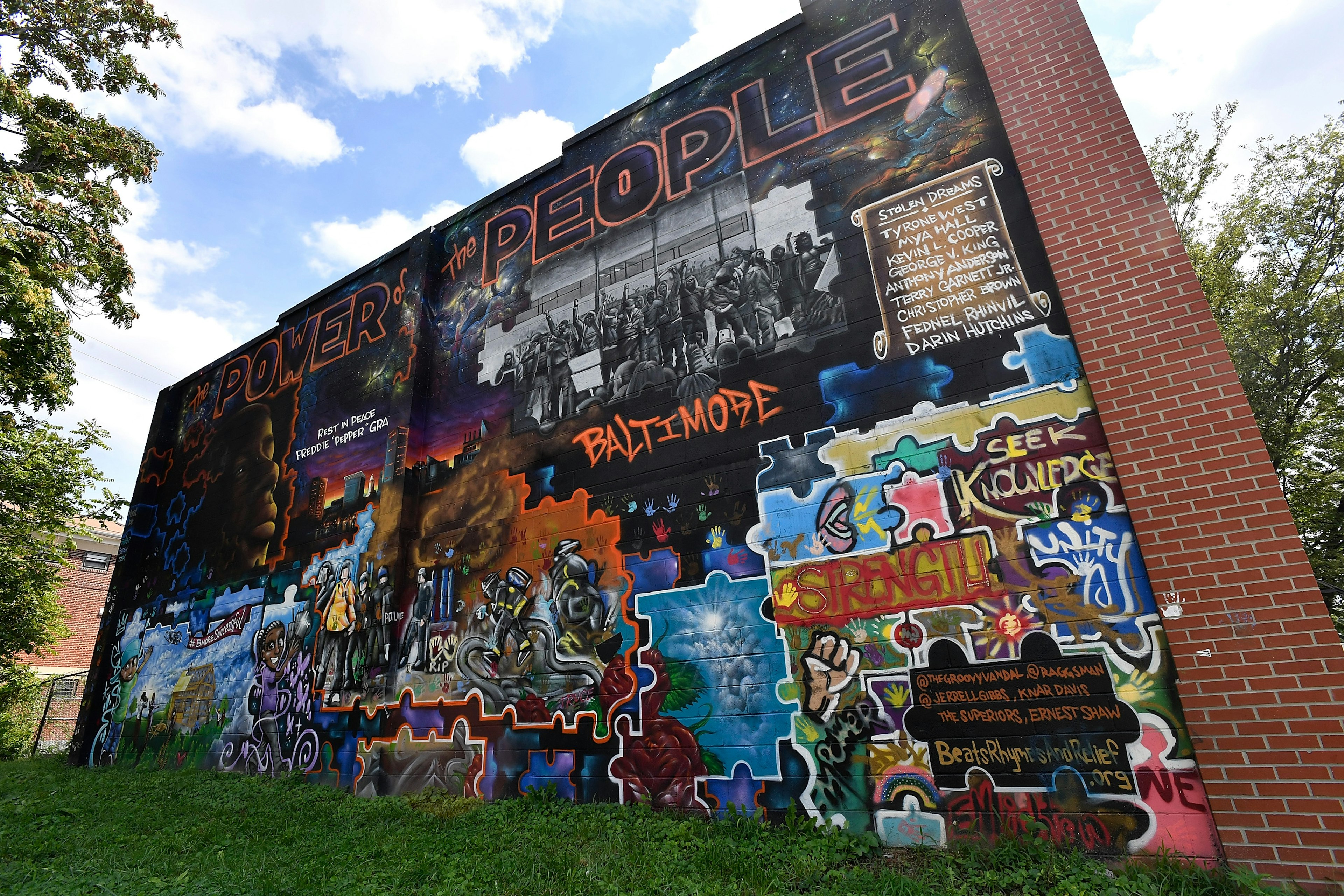 Colorful mural dedicated to Freddie Gray and others who have died in police custody.