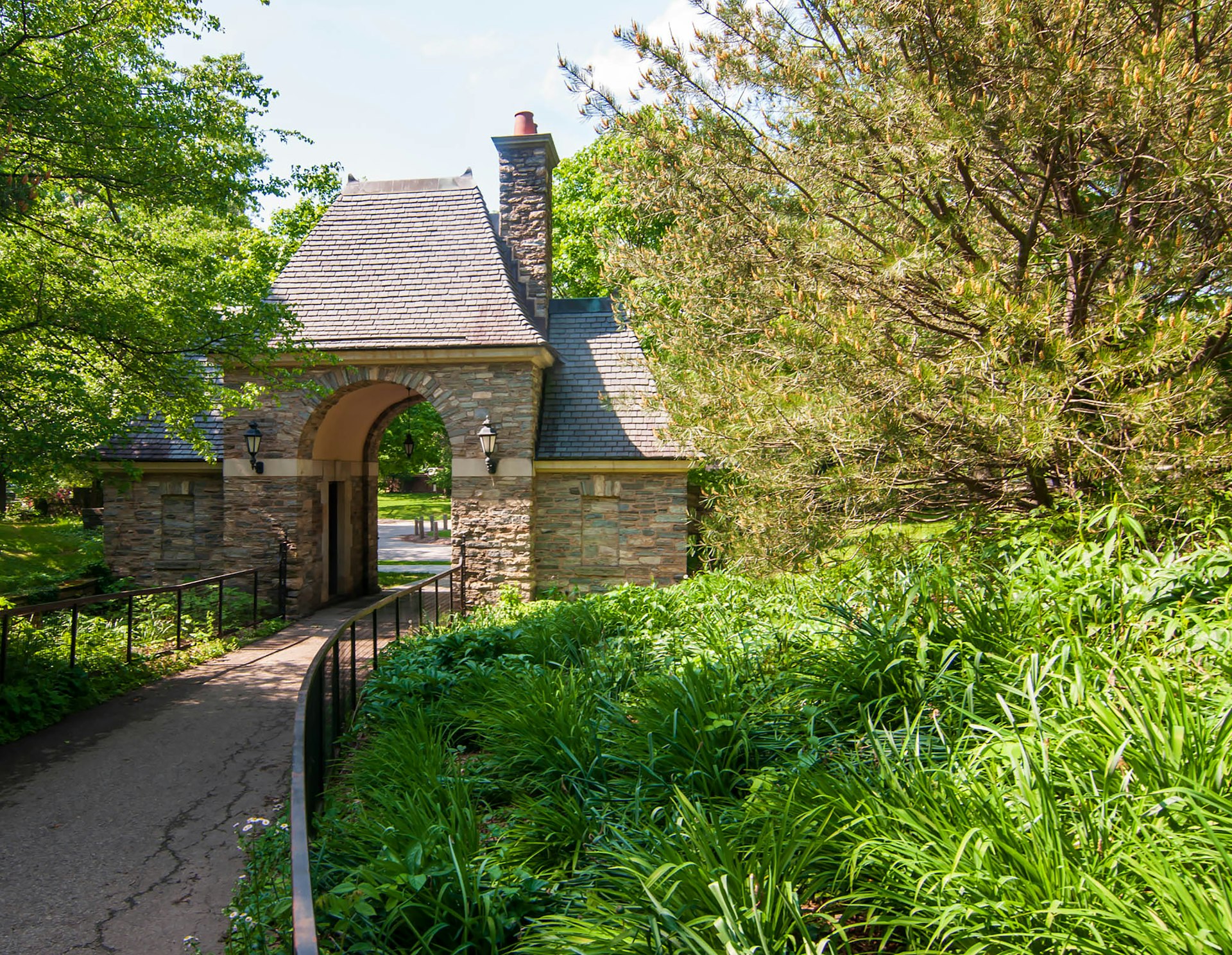 The brick gate house in Frick Park in Pittsburgh