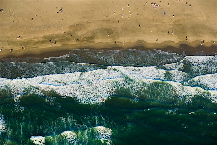 鸟瞰图的海洋海滩，旧金山，加利福尼亚州