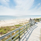 Boardwalk overlooking beach at Blois-Plage-en-Re.