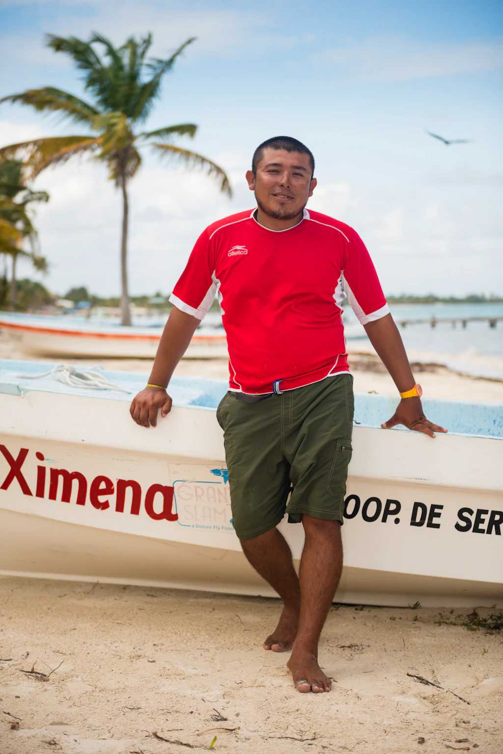 Fisherman on Punta Allen beach in Mexico