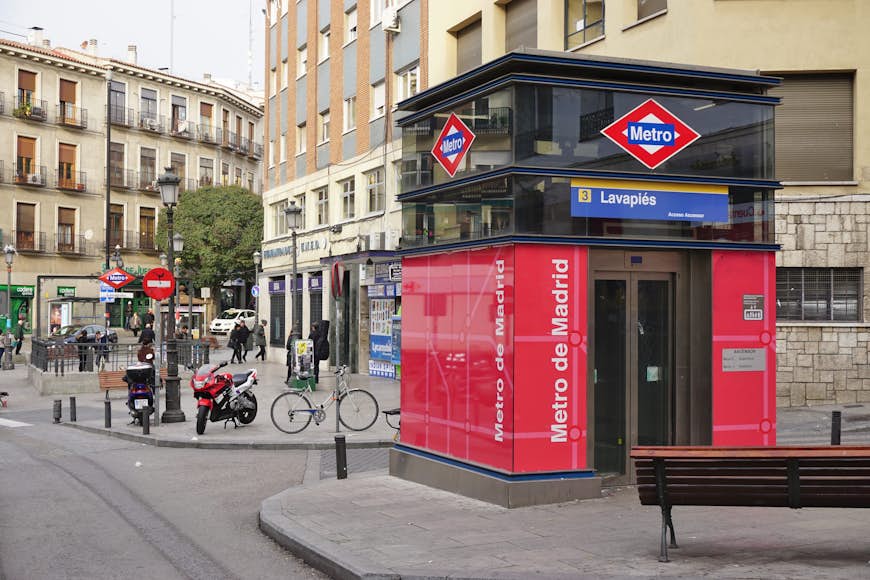 Elevator access to the entrance of the Lavapies subway station of the Madrid Metro