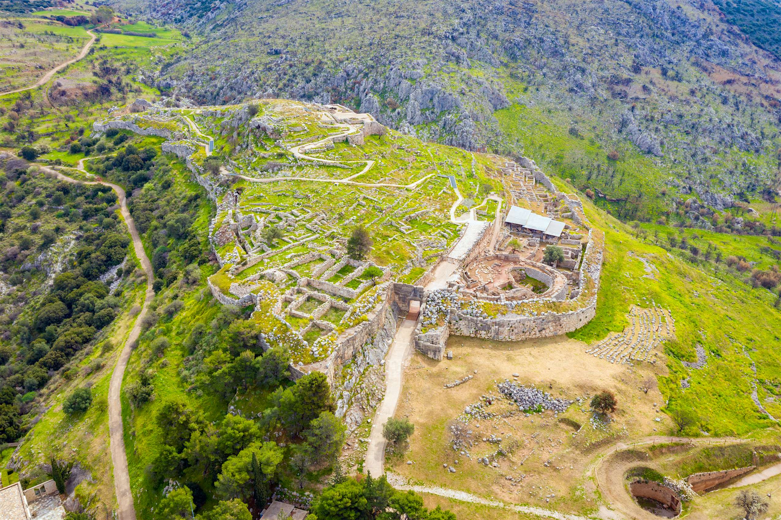 Mycenae Aerial View Greece ?auto=format&fit=crop&sharp=10&vib=20&ixlib=react 8.6.4&w=850&q=35&dpr=3