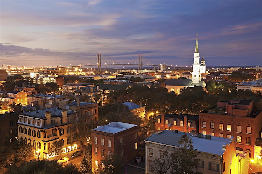 USA, Georgia, Savannah, Cityscape with Talmadge Memorial Bridge USA, Georgia, Savannah, Cityscape with Talmadge Memorial Bridge