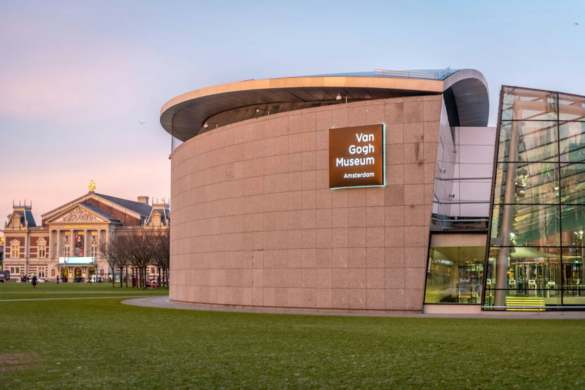 An exterior view of the Van Gogh Museum in Amsterdam, Netherlands