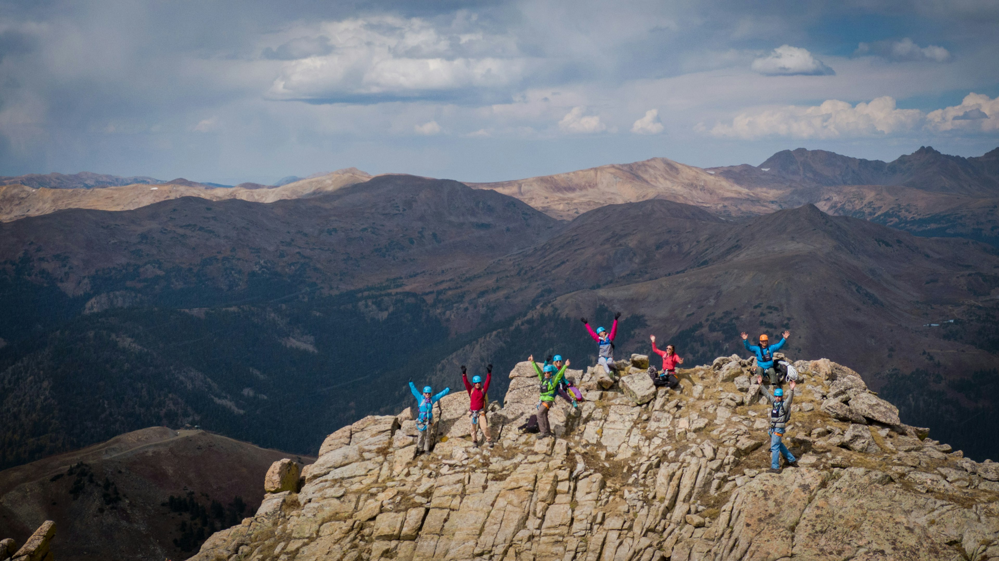 Climbers on the via ferrata summit