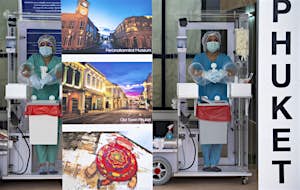 PHUKET, THAILAND - JULY 01: Healthcare workers wait for arriving international passengers to provide coronavirus swab testing at Phuket International Airport on July 01, 2021 in Phuket, Thailand. Starting on July 1, Phuket, a Thai tropical resort island a
