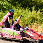 August 14, 2010: Participants at Mt. Tabor Adult Soapbox Races, which are held every summer in August.