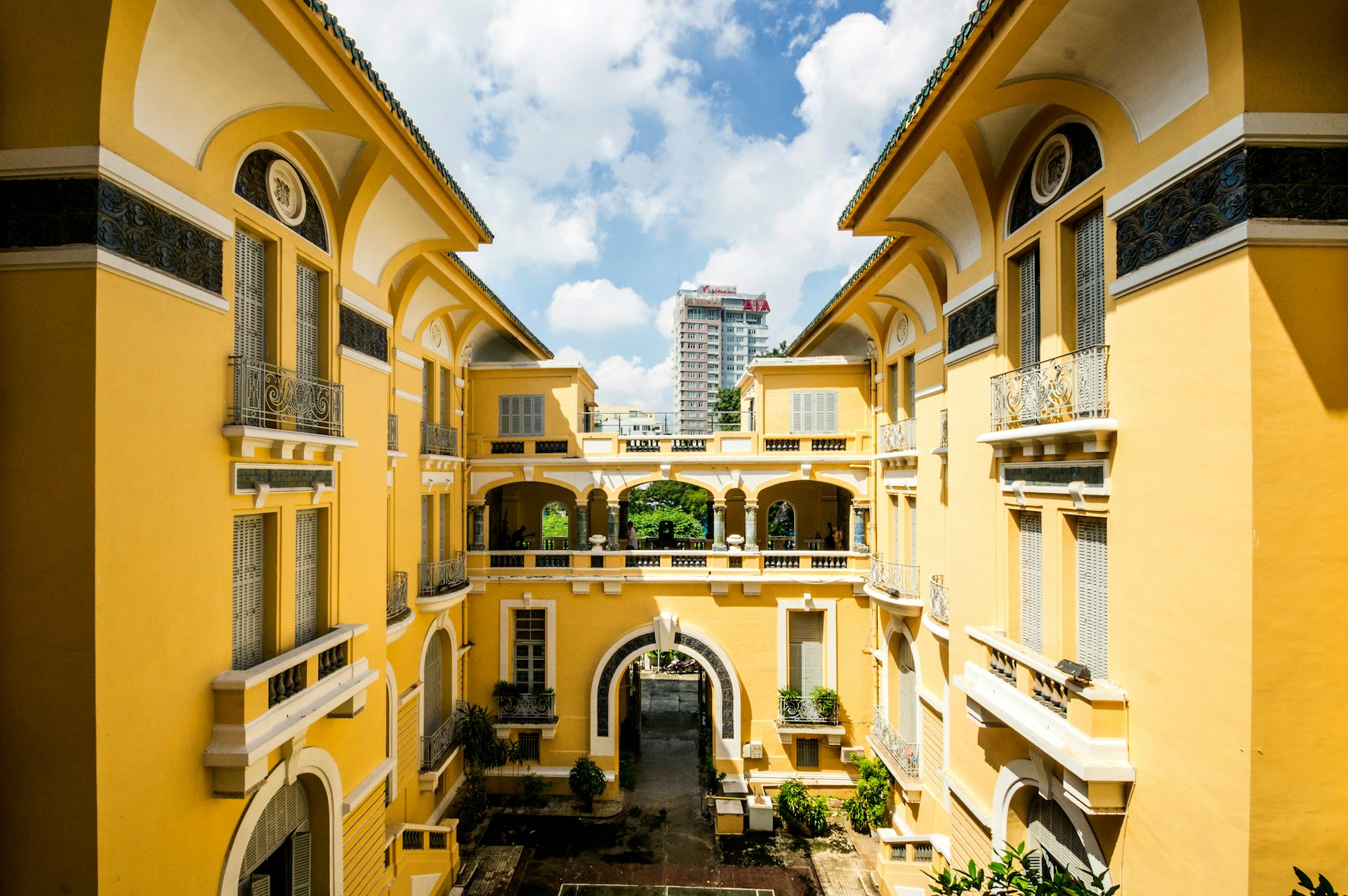 The egg-yolk-yellow Fine Arts Museum in Ho Chi Minh City with its French colonial design and architecture 