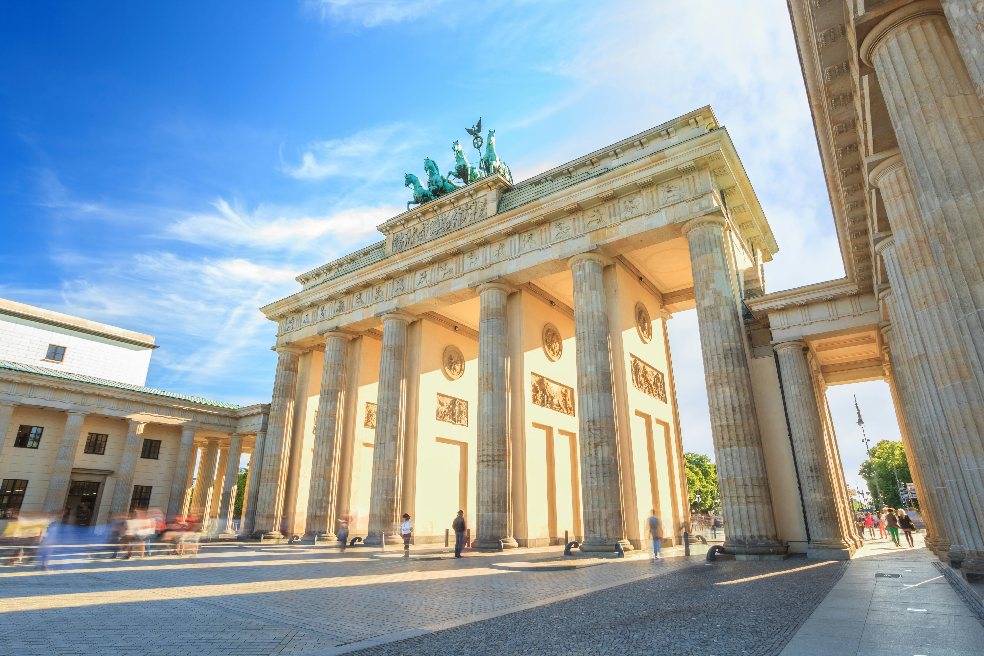 Sunlight streaming through the Brandenburg Gate