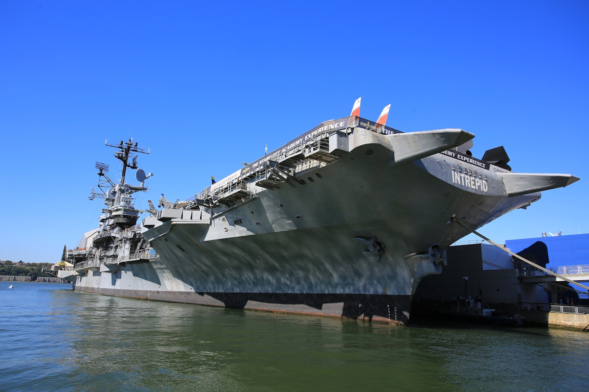 The aircraft carrier USS Intrepid at the Intrepid Sea, Air & Space Museum on 13 October 2016.