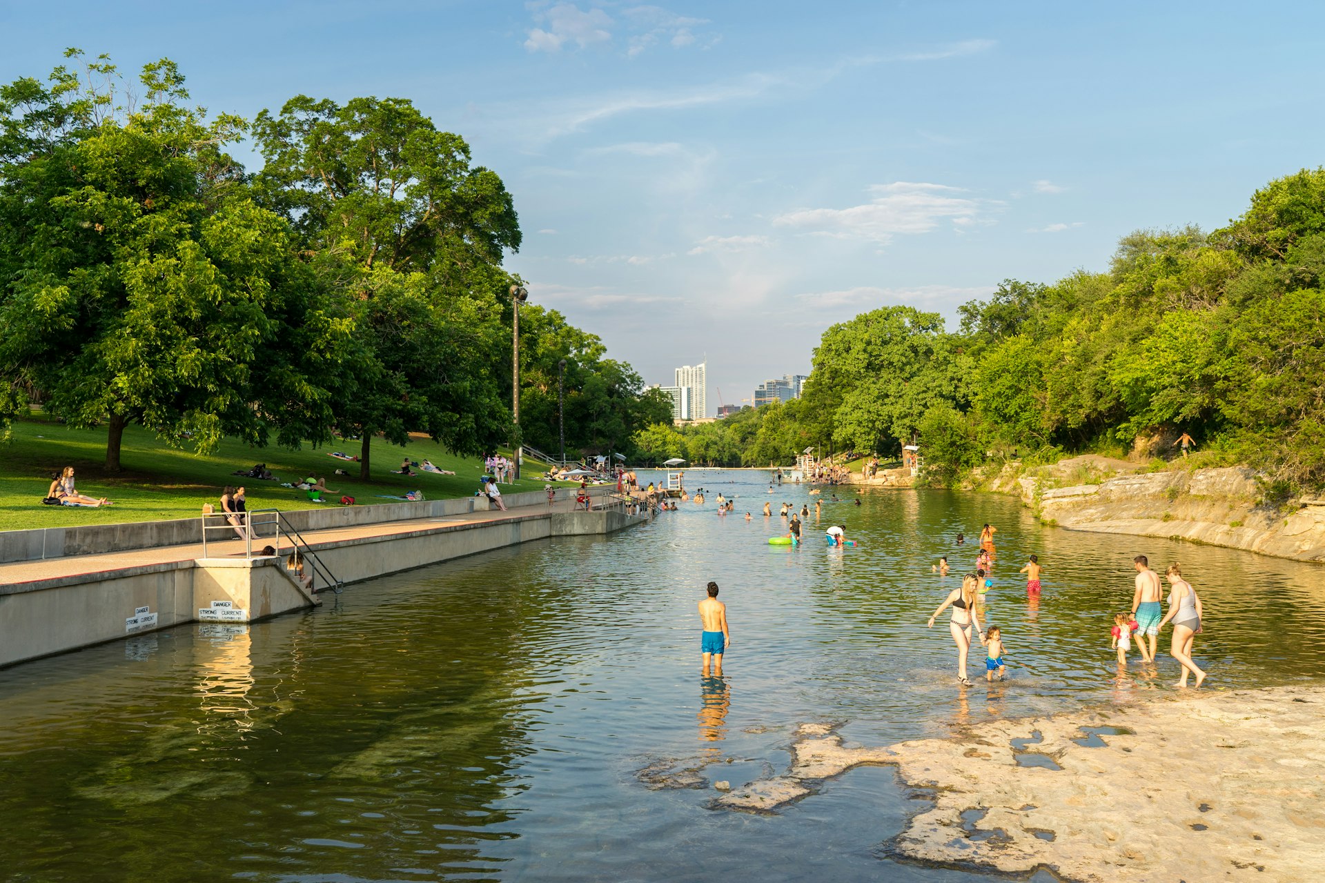 Swimmers at the Barton Springs pool in Austin