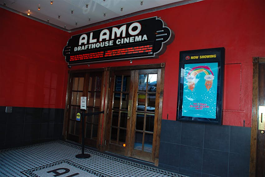 Alamo Drafthouse Cinema in Austin The front entrance of the Alamo Drafthouse Cinema in Austin
