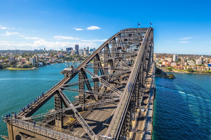 500px Photo ID: 161023355 - Sydney, Australia - December 29, 2014: Harbour Bridge, one of most photographed landmarks. It's the worlds largest steel arch bridge with the top of the bridge standing 134 meters above harbor