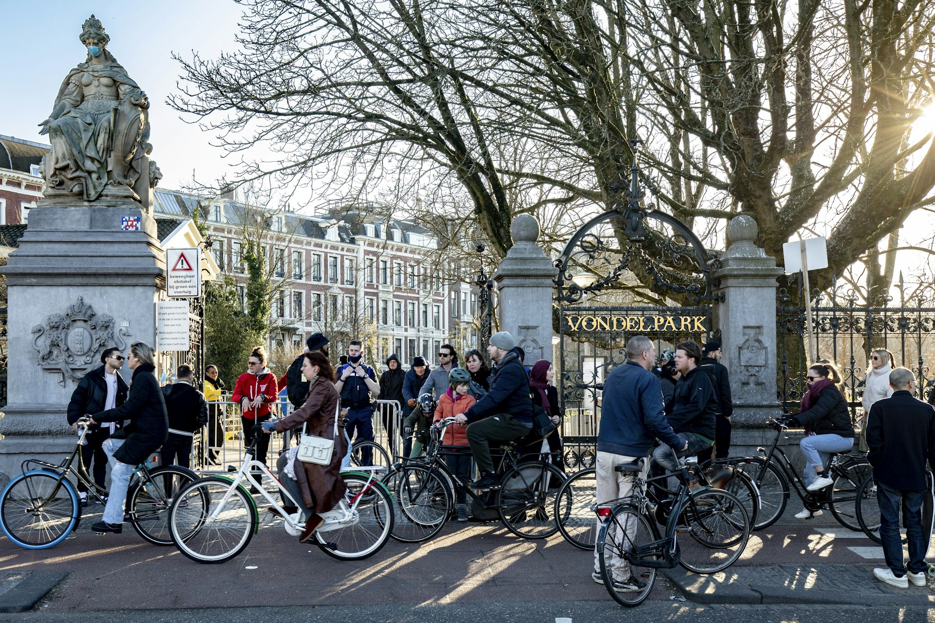 Cyclists outside Vondelpark in Amsterdam 