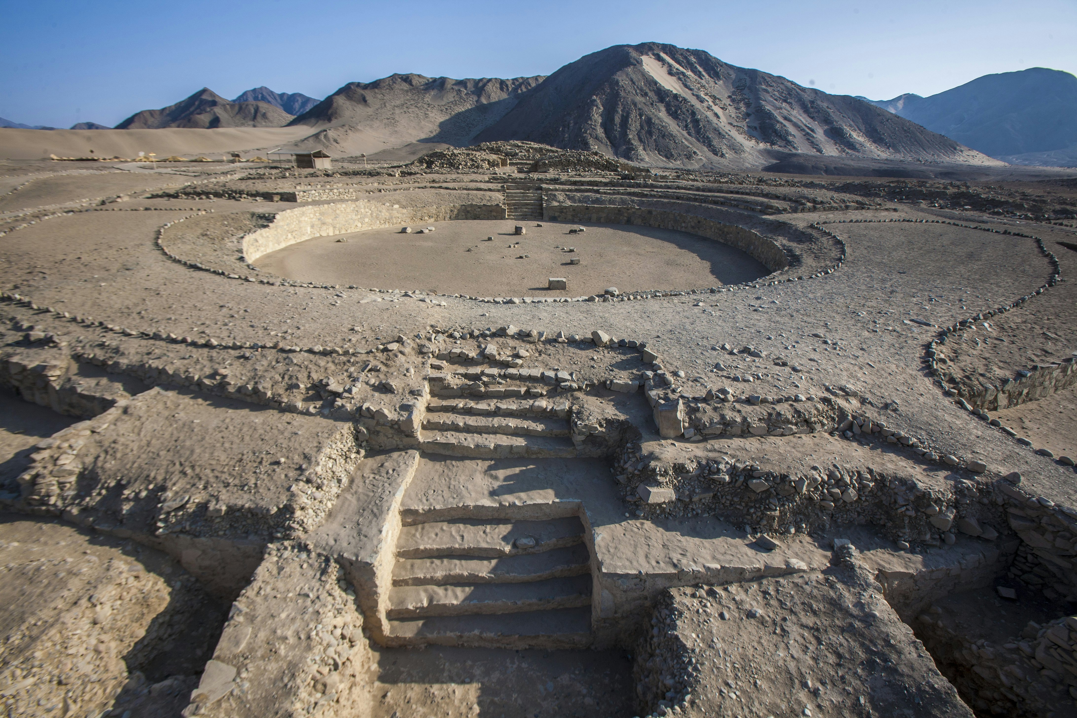 The Sacred City of Caral-Supe reflects the rise of civilisation in the Americas. As a fully developed socio-political state, it is remarkable for its complexity and its impact on developing settlements throughout the Supe Valley and beyond. Its early use of the quipu as a recording device is considered of great significance. The design of both the architectural and spatial components of the city is masterful, and the monumental platform mounds and recessed circular courts are powerful and influential expressions of a consolidated state.