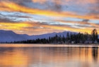 Fall sunrise reflected in Lake Tahoe, California.