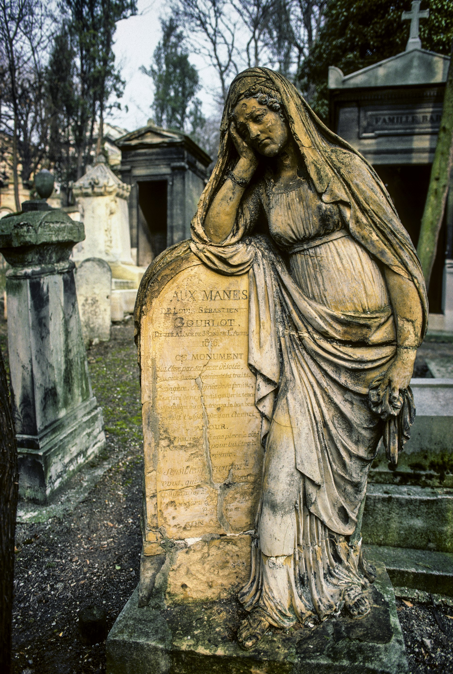 Monuments in Pere Lachaise Cemetery in Paris, France