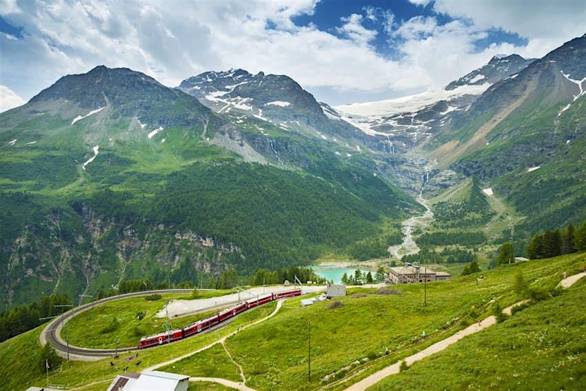 The Bernina Express train, Switzerland.
