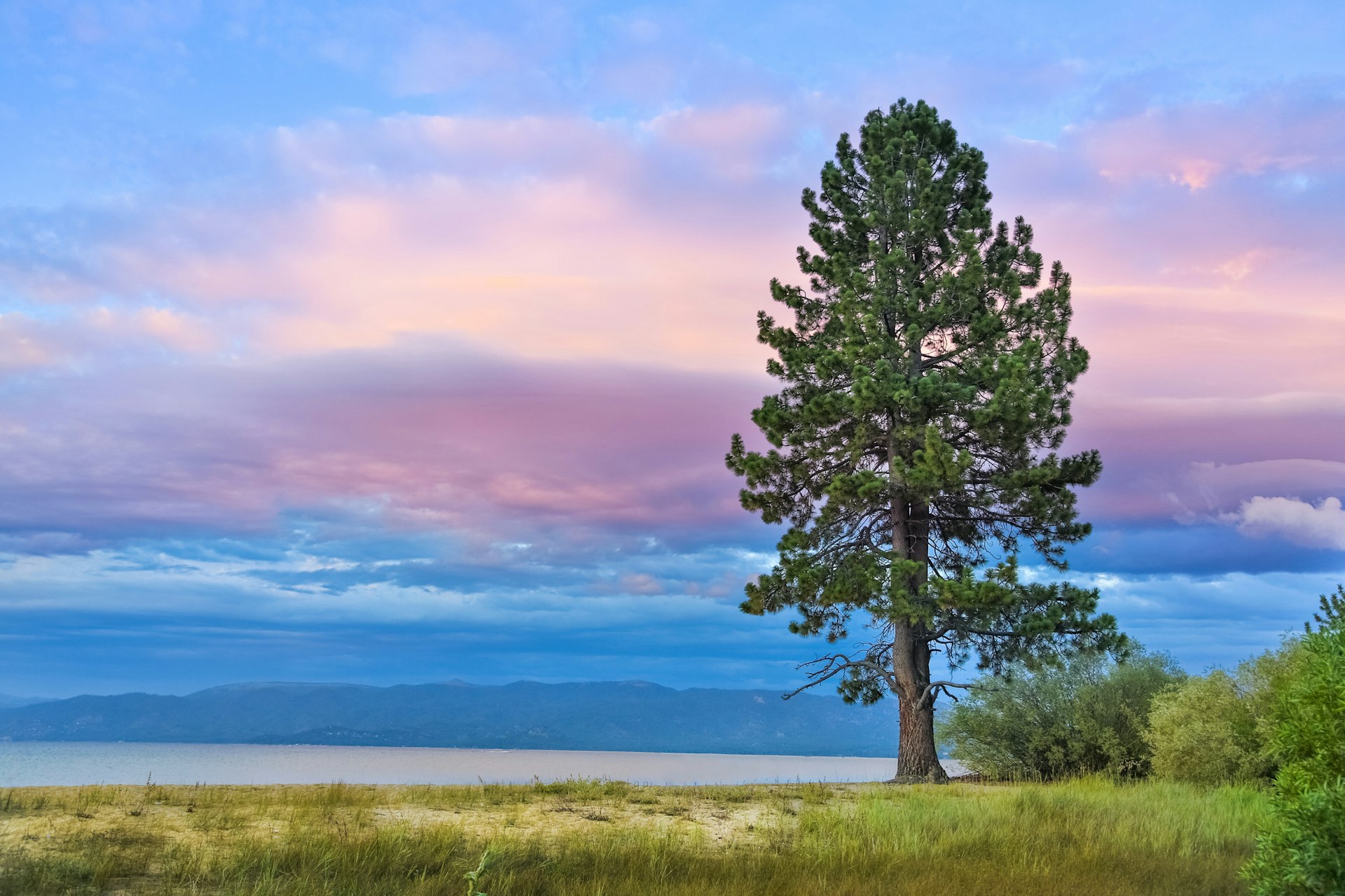 Sunset over Lake Tahoe Pope Beach