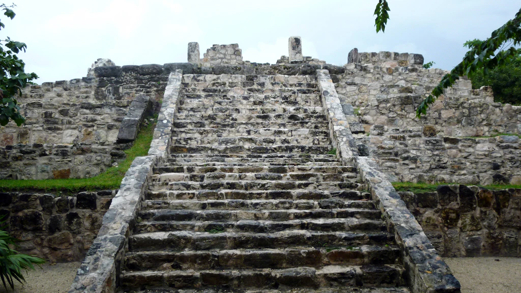 Pyramid at the San Miguelito archaeological site in Cancun