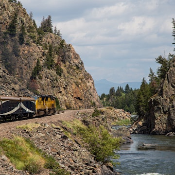 Riding through a canyon in Colorado on the Rocky Mountaineer