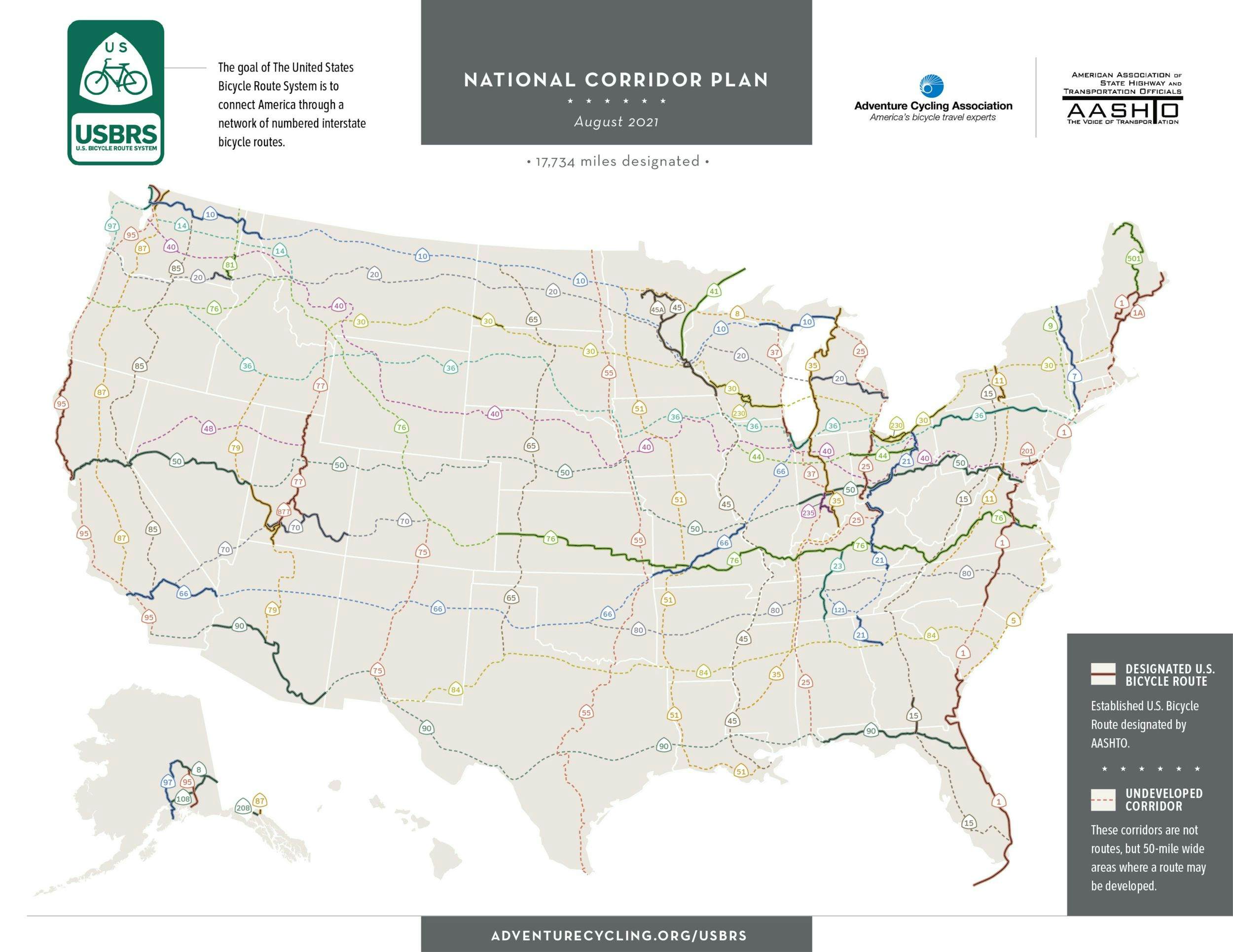 Explore 5 US States By Bike With These Newly Designated Routes Lonely   USBRSCorridorMap 