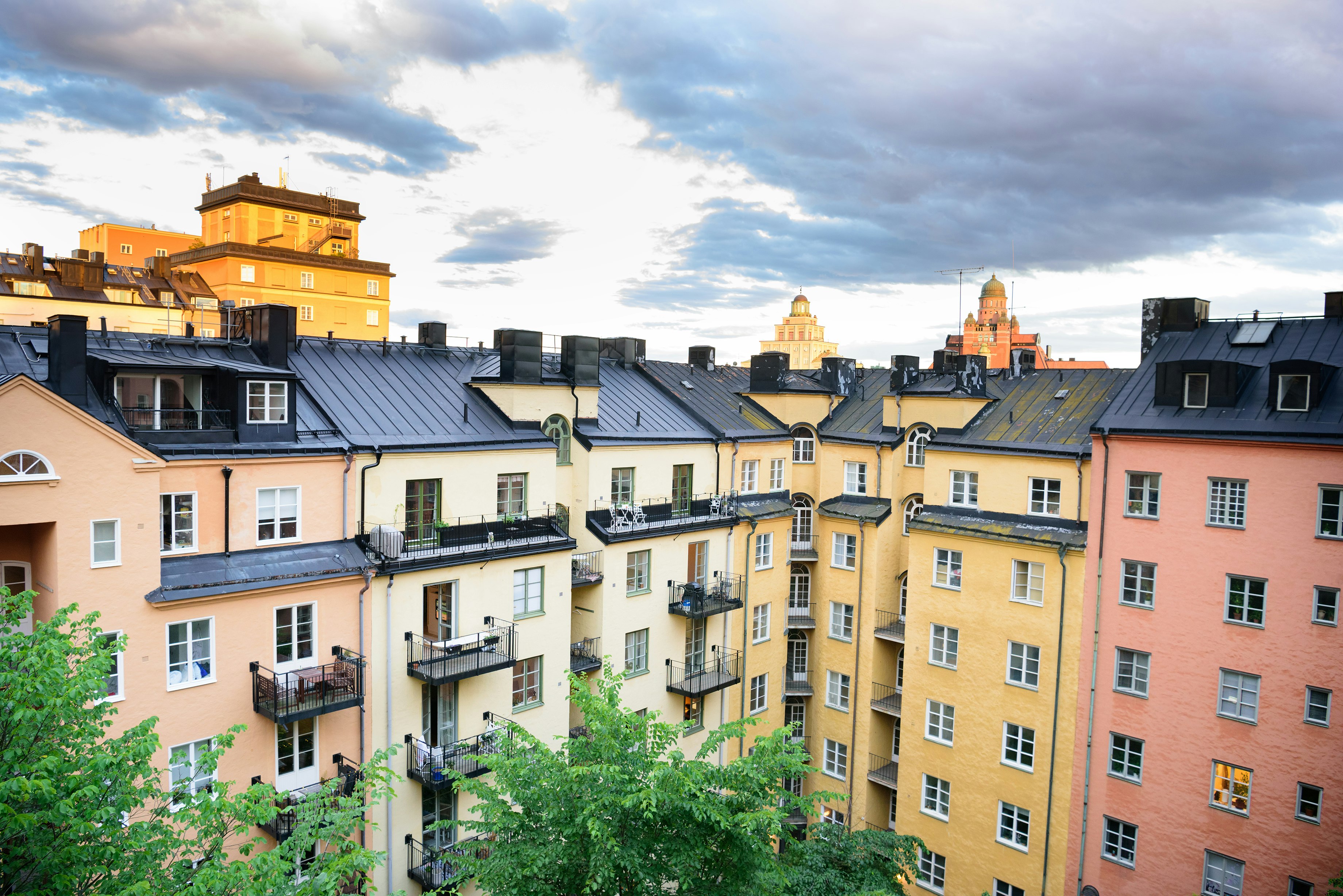 Typically beautiful and colorful apartment buildings in Vasastan, Stockholm