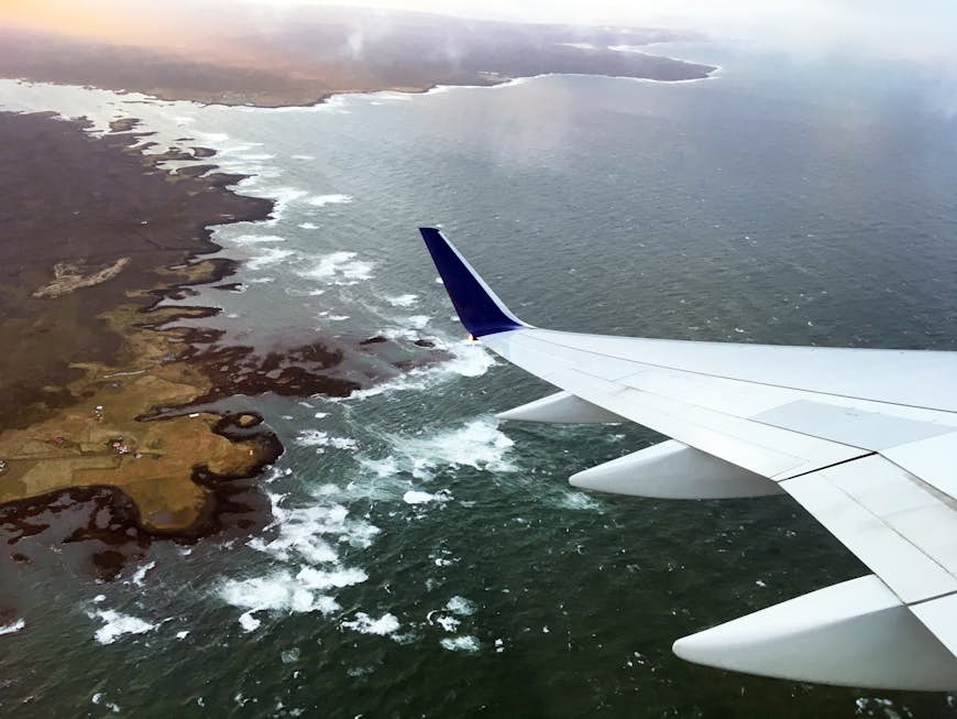 An aerial view of the coast of Iceland