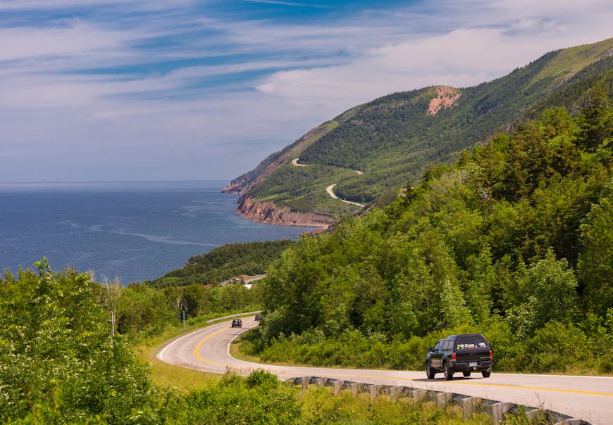 view of Cabot Trail Scenic Highway on coast 