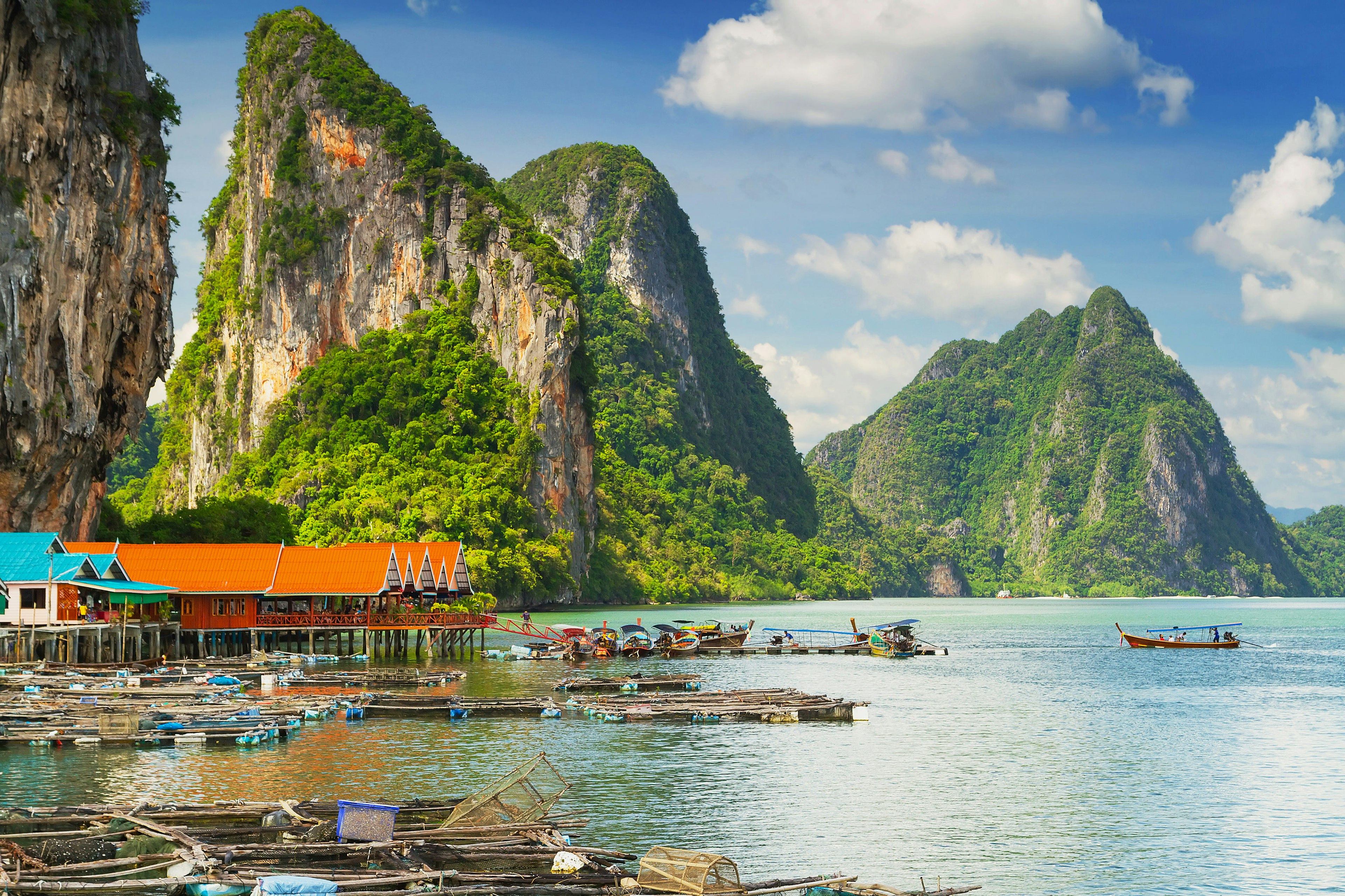 Fishing village of the Koh Panyee settlement built on stilts in Phang Nga Bay, Thailand