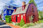Historic colourful wooden house in Newport, Rhode Island.