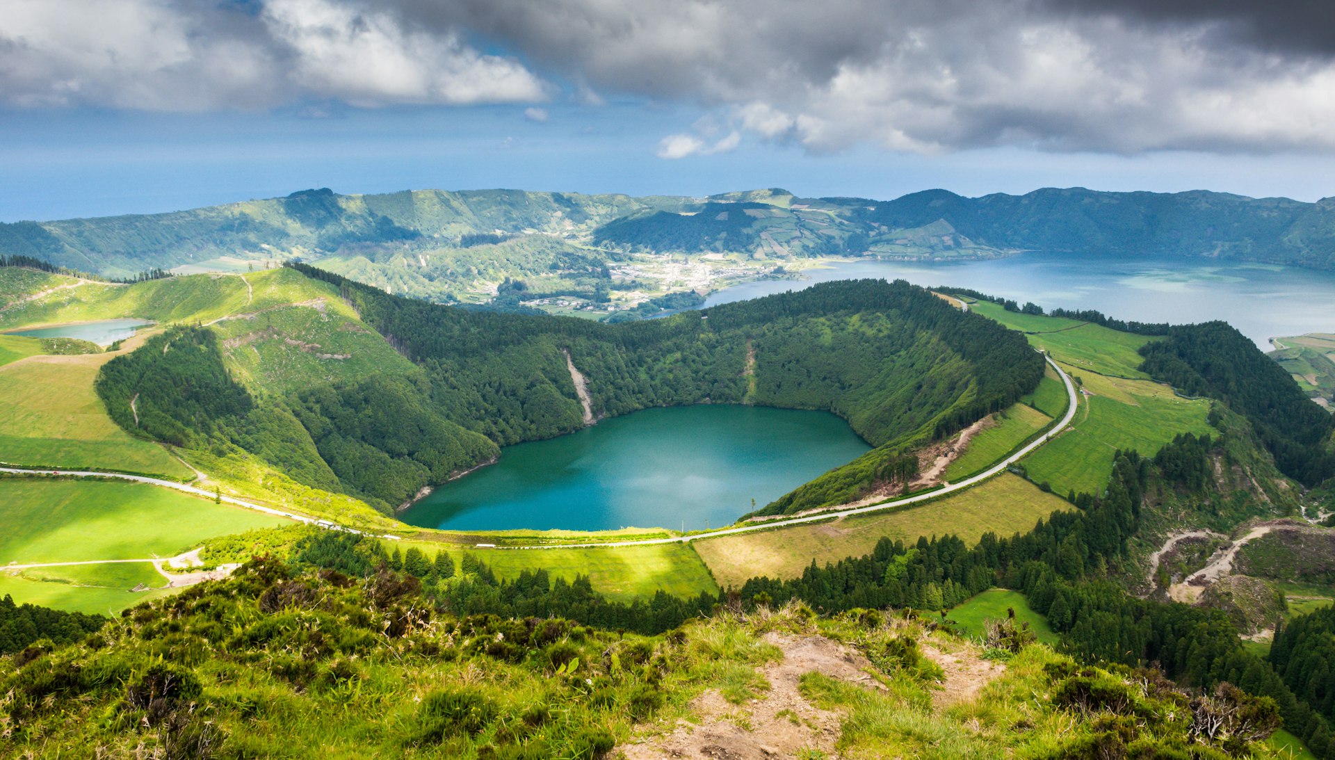 Volcanic crater lake of Sete Cidades, the Azores