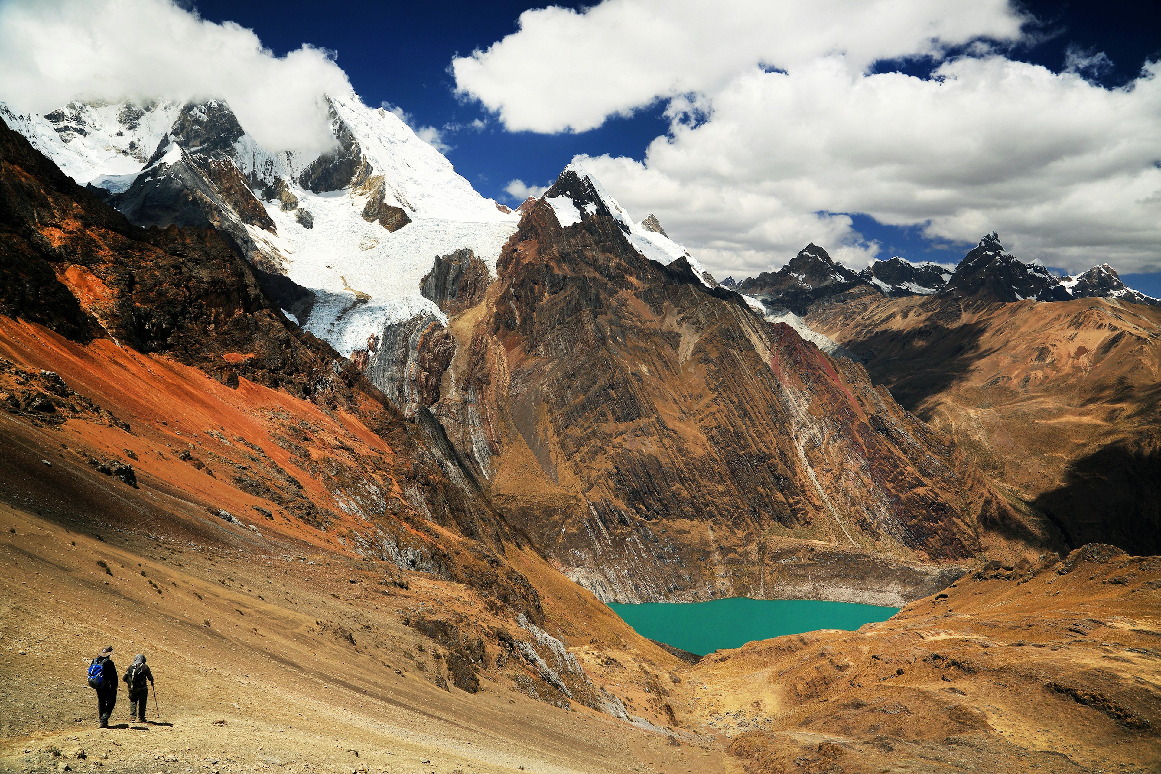 Group hiking in Cordillera Huayhuash, Peru