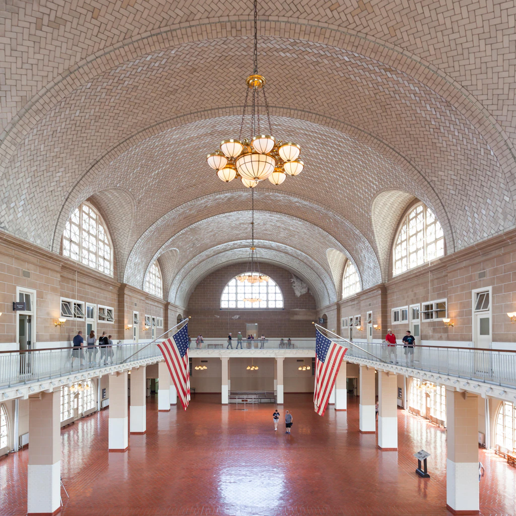 shutterstockRF_323048591.jpg The historic Registry Room on Ellis Island