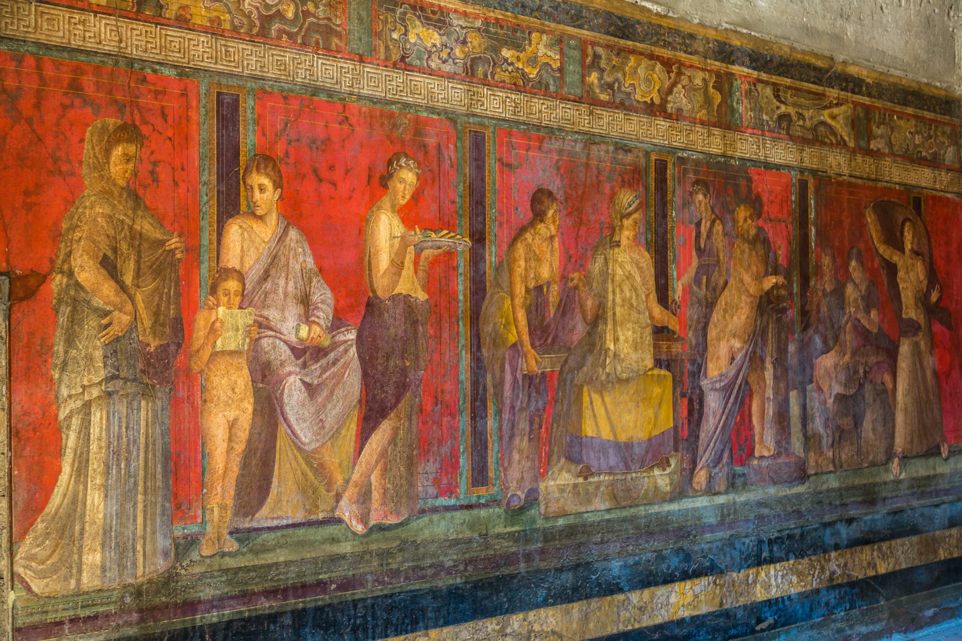 Painted wall in Pompeii, which was destroyed in 79 AD by the eruption of Mt. Vesuvius